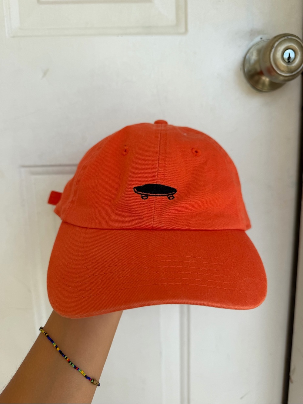 Vans Strap-back Cap Hat Orange with Skateboard logo